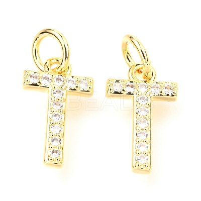 Brass Micro Pave Cubic Zirconia Charms ZIRC-O037-10G-1