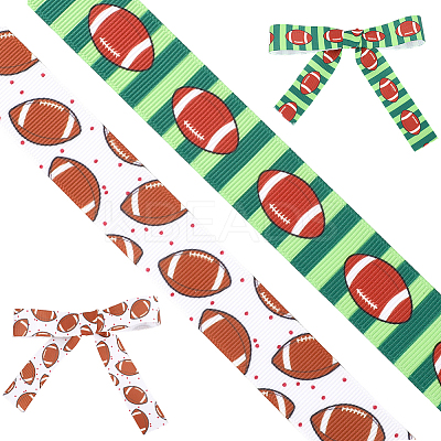 9M 2 Styles Rugby Theme Heat Transfer Polyester Grosgrain Ribbons OCOR-GF0005-05C-1