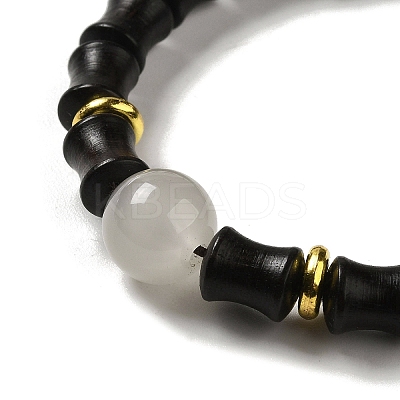 Wood Bamboo Joint Beaded Stretch Bracelet BJEW-B080-13A-1