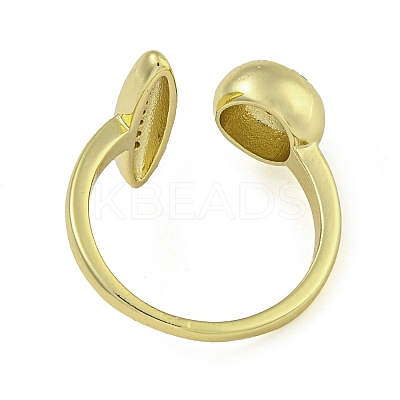 Round & Horse Eye Brass Micro Pave Clear Cubic Zirconia Open Cuff Rings RJEW-Z046-03G-1