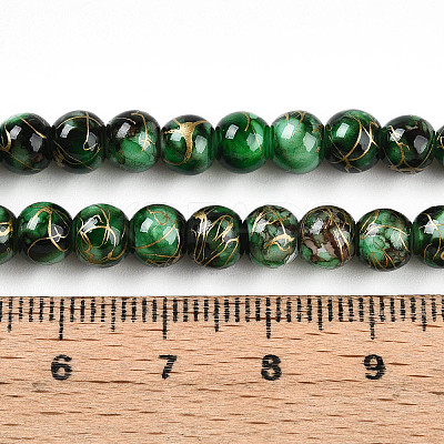 Baking Paint Glass Beads Strands DGLA-N003-6mm-B09-1