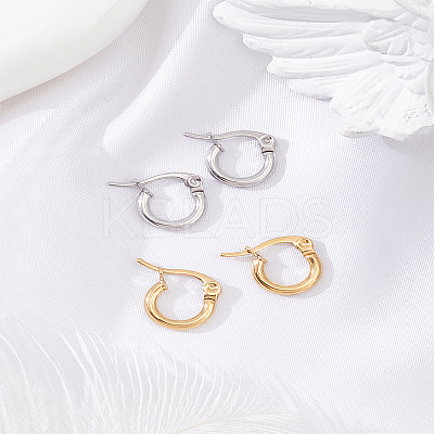 12 Pairs 2 Colors Stainless Steel Hoop Earrings for Women EJEW-LP0001-82-1