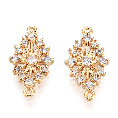 Brass Pave Clear Cubic Zirconia Connector Charms KK-T078-18G-01-1
