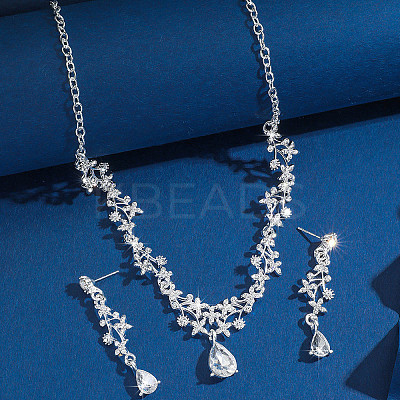 Alloy Rhinestone Stud Earrings & Necklaces Sets for Women FS-WGD2CB4-03-1