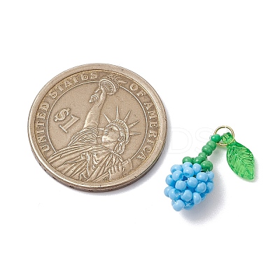 Glass Seed Beaded Rose Pendants PALLOY-MZ00627-02-1