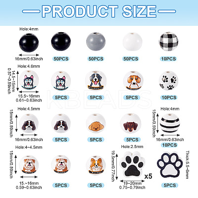 Printed Wood European Beads WOOD-TA0002-66-1