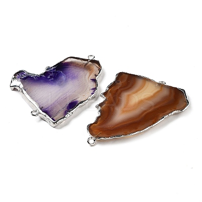 Natural Agate Dyed Nuggets Connector Charms G-Q016-01-1
