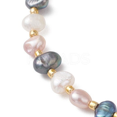 Natural Cultured Freshwater keishi Pearl & Seed Beads Streth Bracelets for Women BJEW-JB13181-1