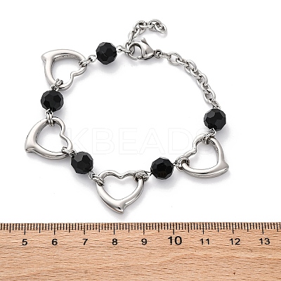201 Stainless Steel Heart Link Chain Bracelets BJEW-B078-177P-01-1
