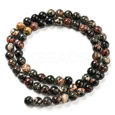 Natural Red Snowflake Obsidian Round Beads Strands G-P503-6MM-06-1
