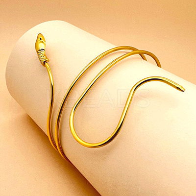 Alloy Upper Arm Open Cuff Bangles for Women BJEW-U037-01A-G-1