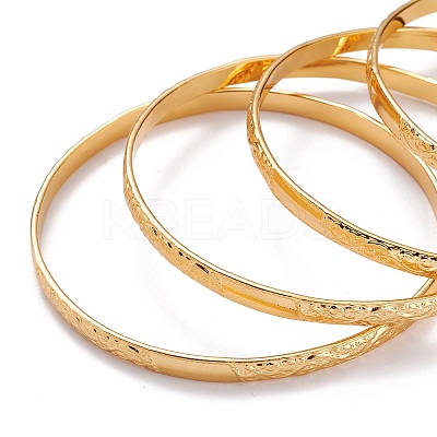 7Pcs Women's Simple Fashion Textured PVD Vacuum Plating 201 Stainless Steel Stackable Bangles BJEW-O182-07G-1-1