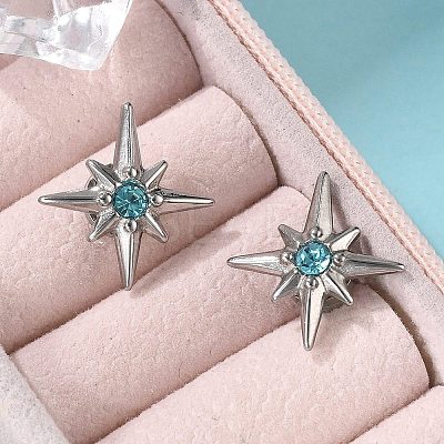 Rhinestone Star Clip-on Earrings EJEW-B116-01P-04-1