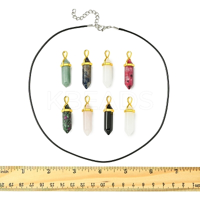 DIY Natural Gemstone & Waxed Cord Necklace Making Kits DIY-FS0008-04A-1