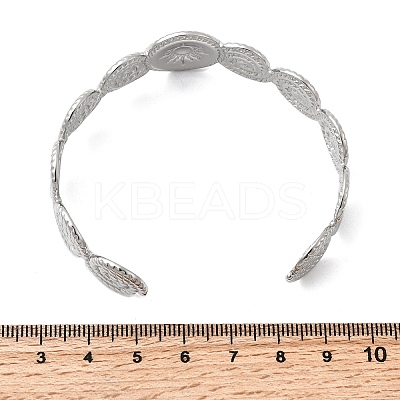 18.5MM 304 Stainless Steel Sun Cuff Bangles for Women BJEW-B151-03-1