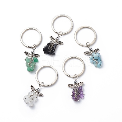 Natural Gemstone Angel Pendant Keychain KEYC-JKC00382-1
