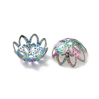 Ion Plating(IP) 304 Stainless Steel Flower Fancy Bead Caps STAS-G085-16MC-1