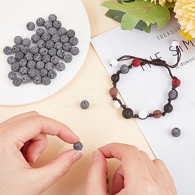Unwaxed Natural Lava Rock Bead Strands X-G-F309-8mm-1