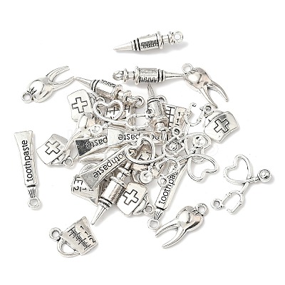 30Pcs 6 Styles Tibetan Style Alloy Pendants TIBEP-FP0001-18-1