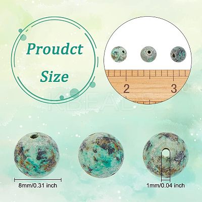 Frosted Natural African Turquoise(Jasper) Round Beads G-OC0001-07-1