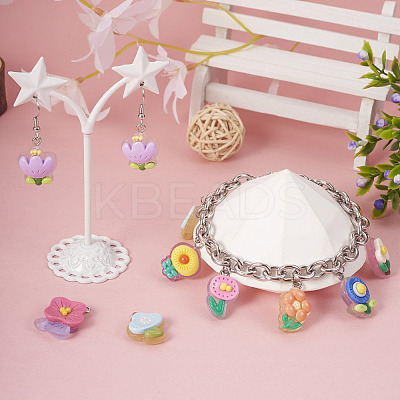 48Pcs 12 Styles Translucent Resin Pendants RESI-TA0001-93-1