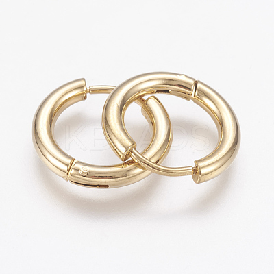 304 Stainless Steel Hoop Earrings X-EJEW-P138-02-15mm-G-1