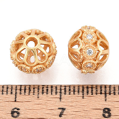 925 Sterling Silver Micro Pave Clear Cubic Zirconia Hollow Beads STER-T008-38G-1