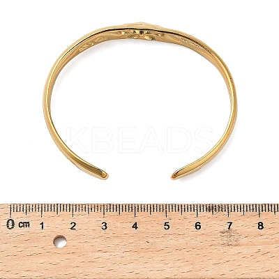 12MM 304 Stainless Steel Lotus Flower Cuff Bangles for Women BJEW-P359-01G-1