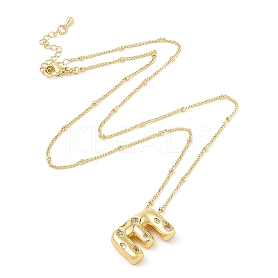 Brass Micro Pave Clear Cubic Zirconia Pendant Necklaces NJEW-Z038-01G-E-1
