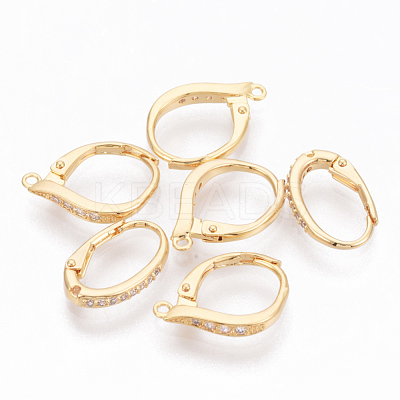 Brass Cubic Zirconia Leverback Earring Findings KK-S340-40G-1