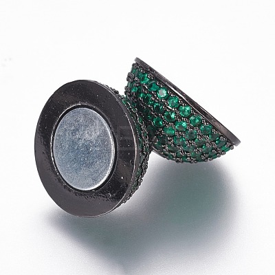 Brass Micro Pave Cubic Zirconia Magnetic Clasps with Loops ZIRC-L075-49E-1