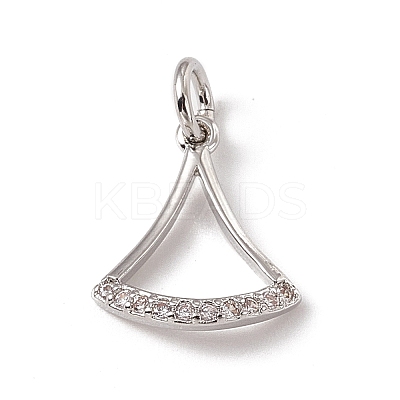 Brass Micro Pave Clear Cubic Zirconia Ginkgo Leaf Charms ZIRC-F132-85P-1