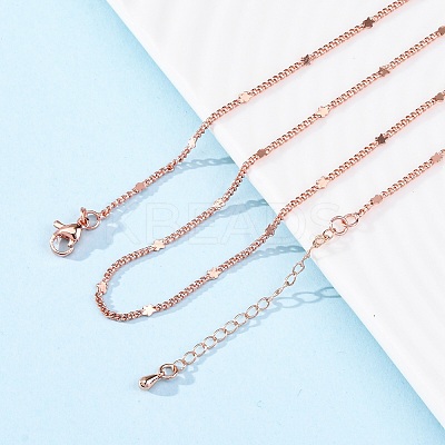 Brass Curb Chains Necklaces for Women NJEW-D302-09RG-1