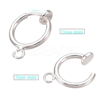 Brass Clip-on Hoop Earring Findings X-KK-P102-01S-1