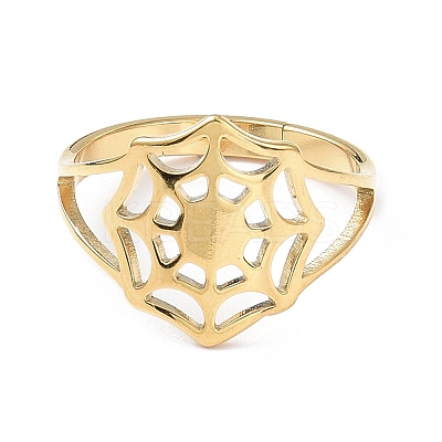 Ion Plating(IP) 304 Stainless Steel Spider Web Adjustable Rings for Women RJEW-I097-07G-1