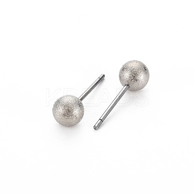 Frosted Imitation Pearl Ball Stud Earrings for Women EJEW-S213-01C-C03B-RS-1