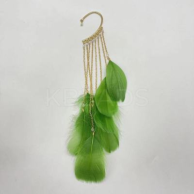 Bohemian Style Alloy Chain with Feather Tassel Cuff Earrings FS-WGB03F7-03-1