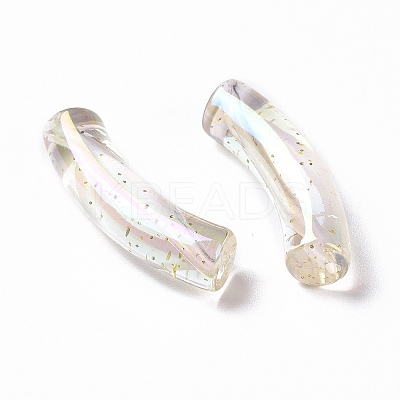 UV Plating Iridescent Transparent Acrylic Beads OACR-A016-02-1