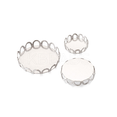 150Pcs 5 Styles 316 Surgical Stainless Steel Lace Edge Bezel Cups STAS-CD0001-09-1