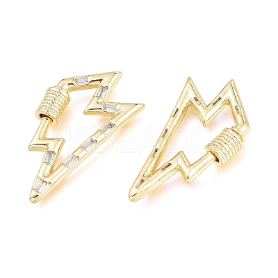 Brass Micro Pave Clear Cubic Zirconia Screw Carabiner Lock Charms ZIRC-L076-061G-1