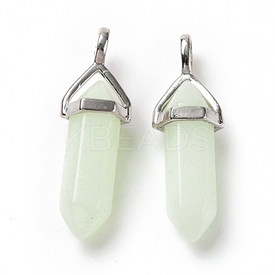 Luminous/Glow Bullet Glass Pointed Pendants GLAA-K058-01P-02-1