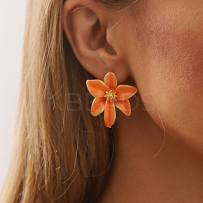 Flower Alloy Enamel Stud Earrings FS-WG2BD2D-04-1