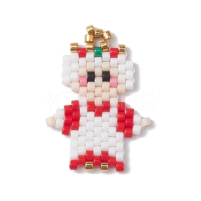 Christmas Seed Beads Beaded Charms PALLOY-MZ00257-01-1