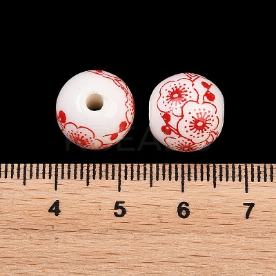 Handmade Printed Porcelain Beads X-PORC-Q202-12mm-1-1