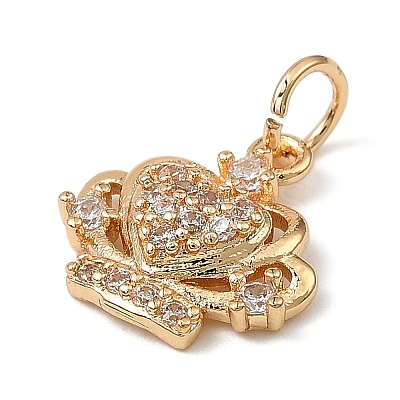 Brass Micro Pave Cubic Zirconia Charms KK-C133-03B-G-1