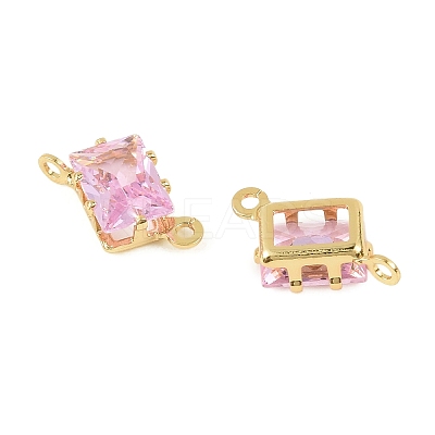 Brass Pave Cubic Zirconia Rectangle Connector Charms KK-P347-05G-1