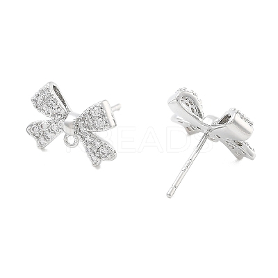 Brass Clear Cubic Zirconia Stud Earring Findings KK-A238-02A-P-1