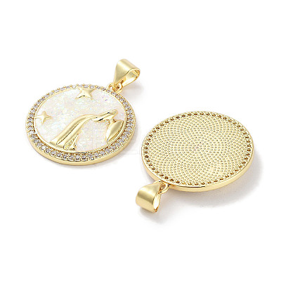 Brass Micro Pave Clear Cubic Zirconia Pendants KK-L213-010G-07-1
