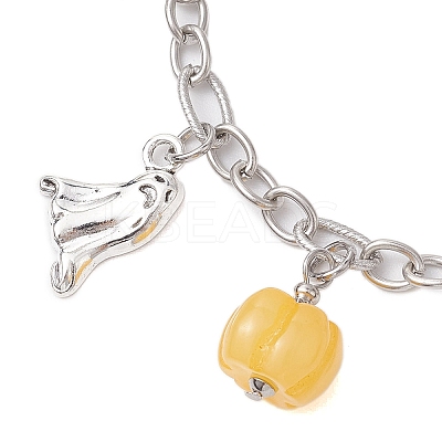 Halloween Theme 304 Stainless Steel Charm Bracelets for Women BJEW-JB10754-1