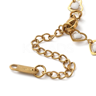 304 Stainless Steel Heart Link Bracelets for Women BJEW-C076-02A-03-1